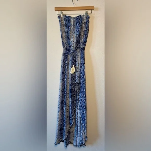 SURF GYPSY BLUE SNAKE SKIN PRINT MAXI DRESS‎ SIZE SMALL - Picture 2 of 9